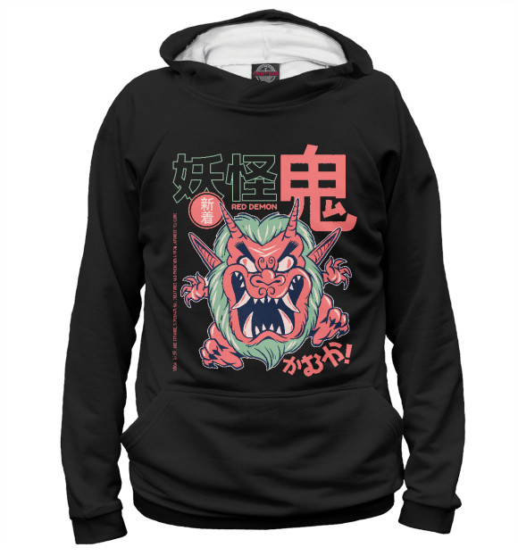 Женское худи с изображением Oni Demon Yokai цвета Белый