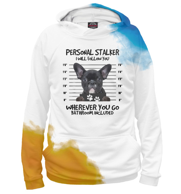 Мужское худи с изображением Personal Stalker bulldog цвета Белый