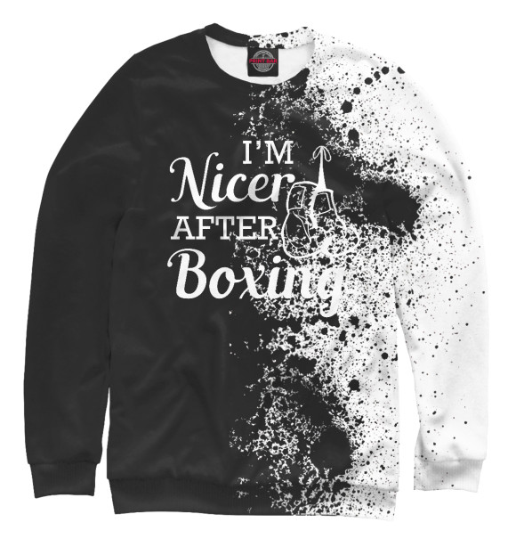 Женский свитшот с изображением Boxer - I'm Nicer after box цвета Белый