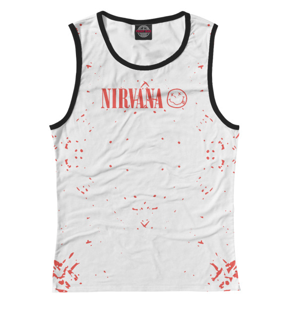 Женская майка с притом Nirvana цвета Белый Женская майка с изображением Nirvana цвета Белый