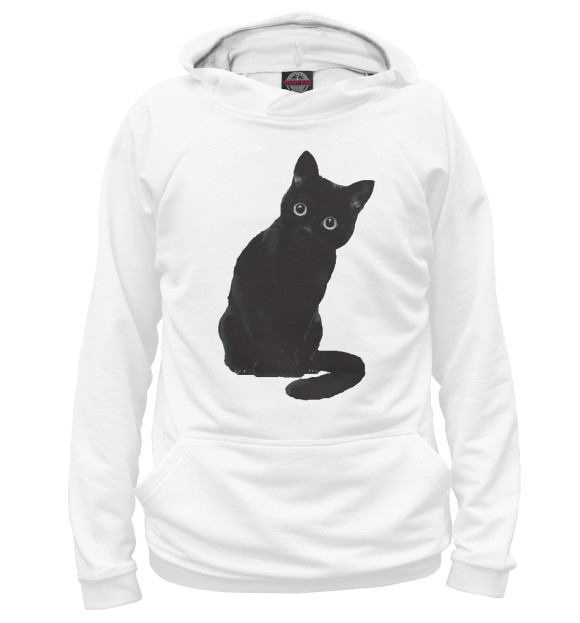 Женское худи с изображением Black Cat цвета Белый
