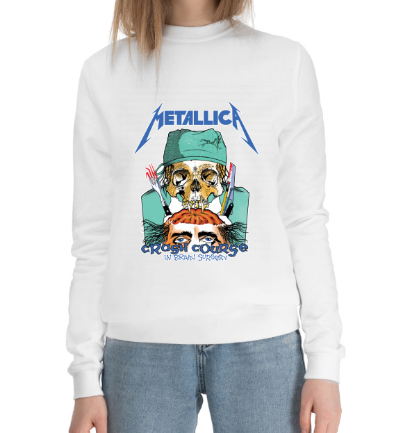 Женский хлопковый свитшот с изображением Metallica цвета Белый