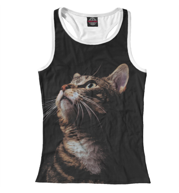 Женская майка-борцовка с изображением Котейка цвета Белый