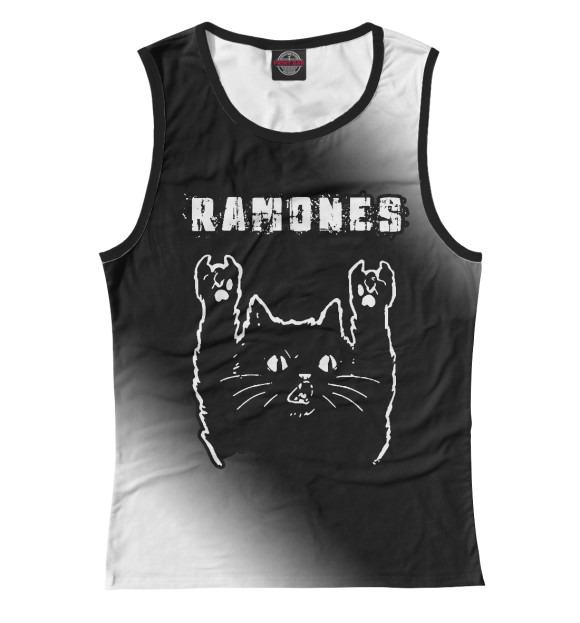 Майка для девочки с изображением Ramones + Рок Кот цвета Белый