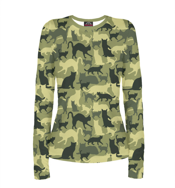 Женский лонгслив с изображением Кошечки цвета Белый