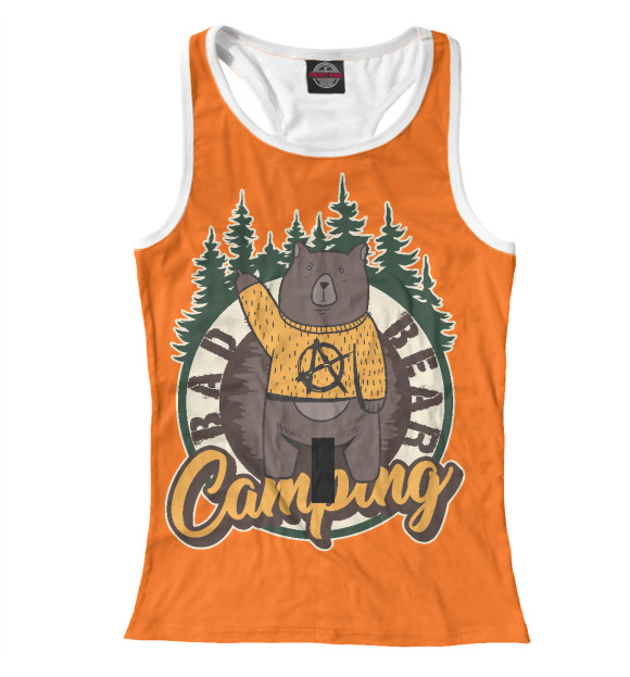 Женская майка-борцовка с изображением Bad Bear Camp цвета Белый