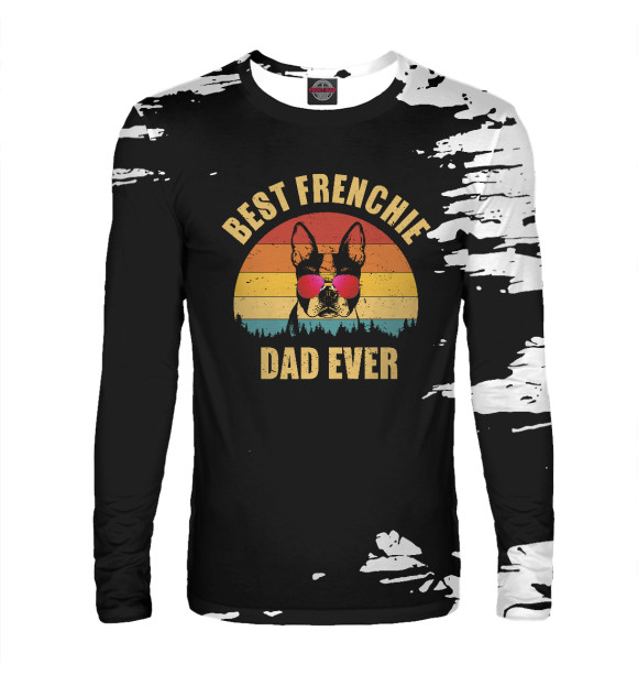 Мужской лонгслив с изображением Frenchie bulldog Dad Ever цвета Белый