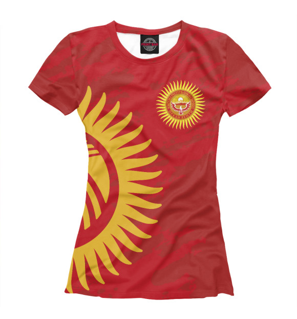 Футболка для девочек с изображением Киргизия цвета Белый