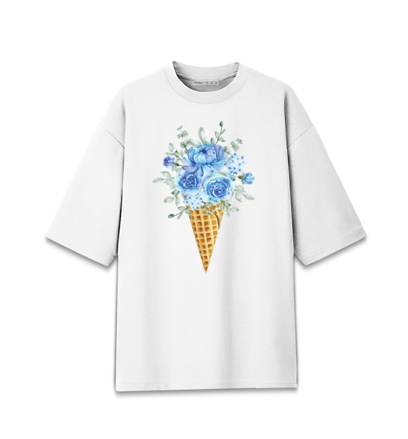 Мужская футболка оверсайз с притом Цветороженое цвета Белый Мужская футболка оверсайз с изображением Цветороженое цвета Белый