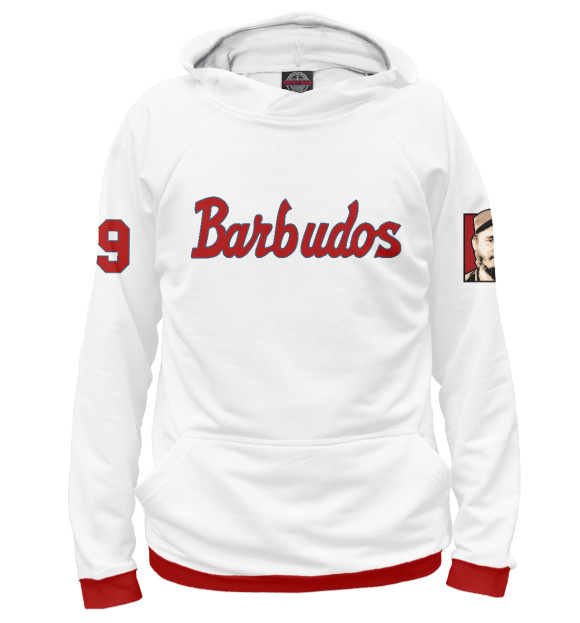 Мужское худи с изображением Barbudos (Бородачи) цвета Белый
