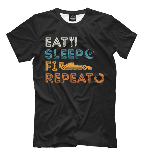 Футболка для мальчиков с изображением Eat, Sleep, F1 цвета Белый