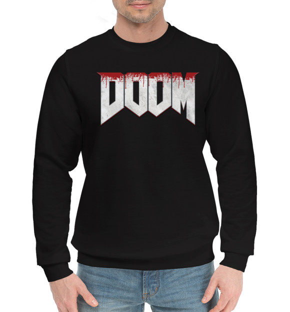 Мужской хлопковый свитшот с изображением Doom цвета Черный