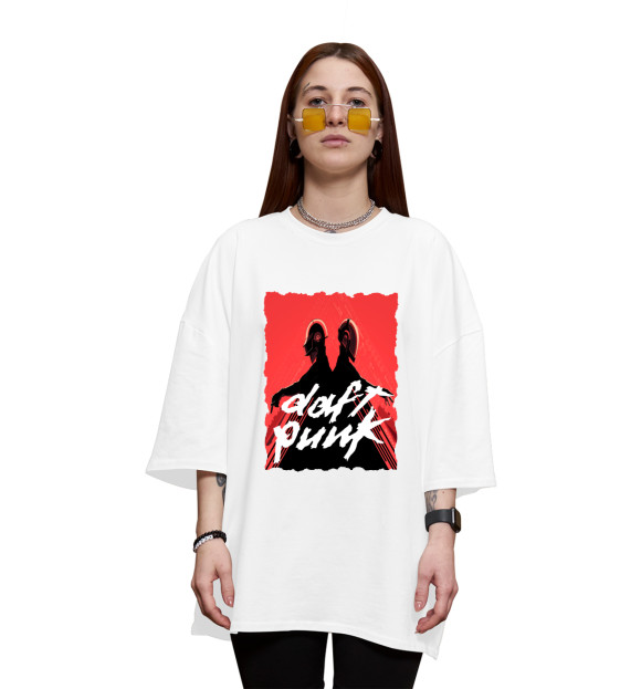 Женская футболка оверсайз с изображением Daft Punk цвета Белый