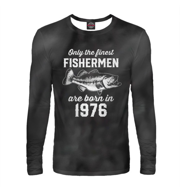 Мужской лонгслив с изображением Fishermen born in 1976 цвета Белый