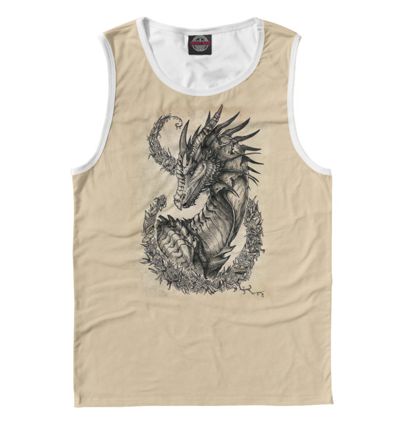Мужская майка с изображением Dragon цвета Белый