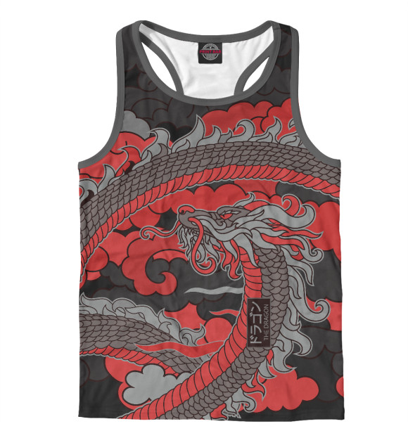 Мужская майка-борцовка с изображением Дракон цвета Белый