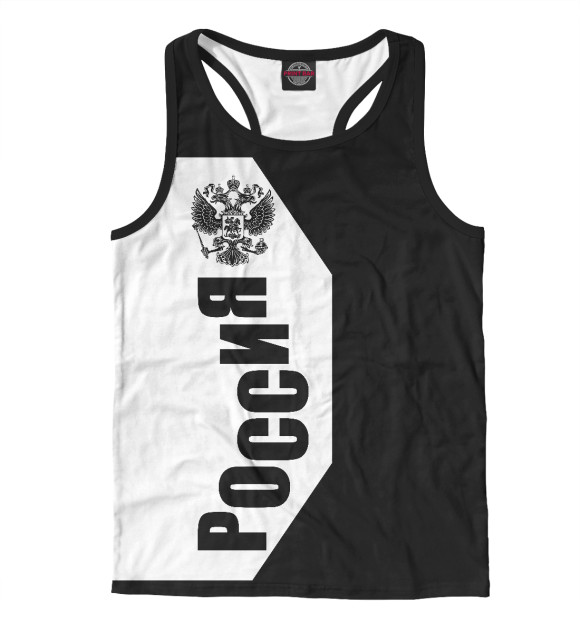 Мужская майка-борцовка с изображением Россия цвета Белый