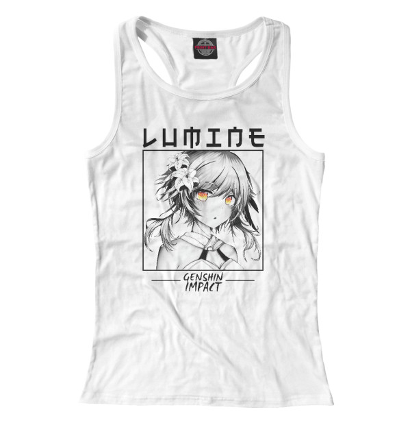 Женская майка-борцовка с изображением Люмин. Genshin Impact цвета Белый