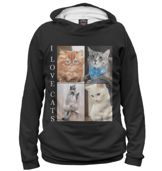 Женское худи I love cats