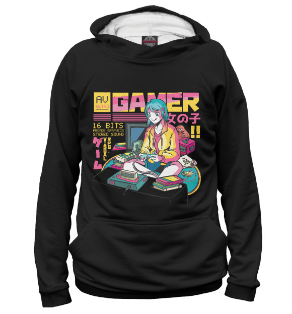 Женское худи с изображением Anime gamer girl цвета Белый