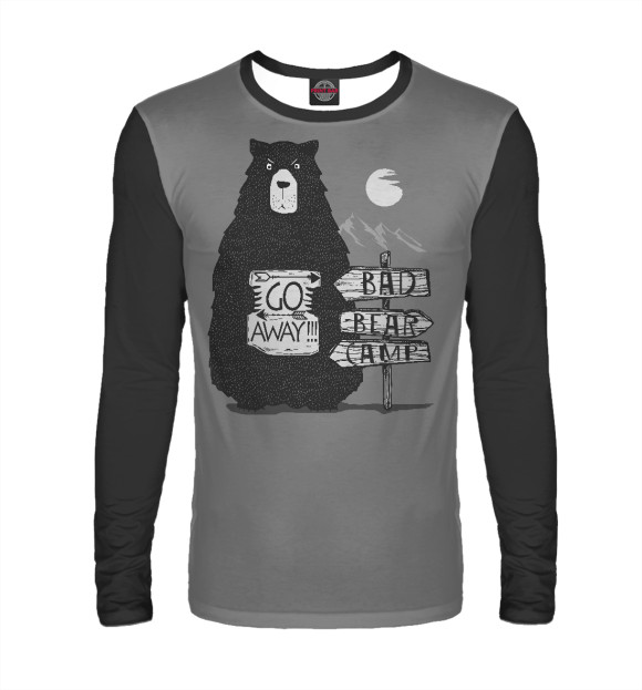 Мужской лонгслив с изображением Bad Bear camp цвета Белый