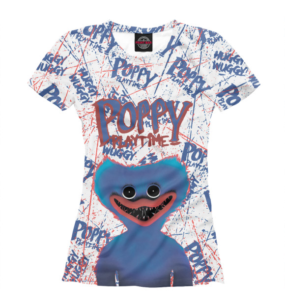 Футболка для девочек с изображением Poppy Playtime цвета Белый