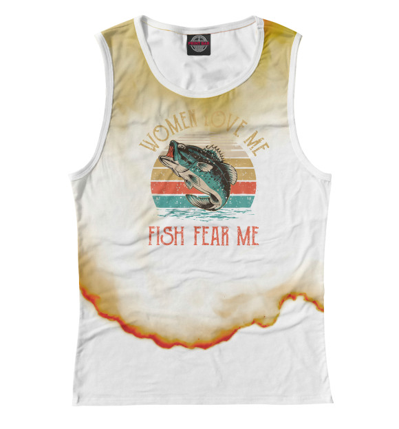 Майка для девочки с изображением Women Love Me Fish Fear Me цвета Белый