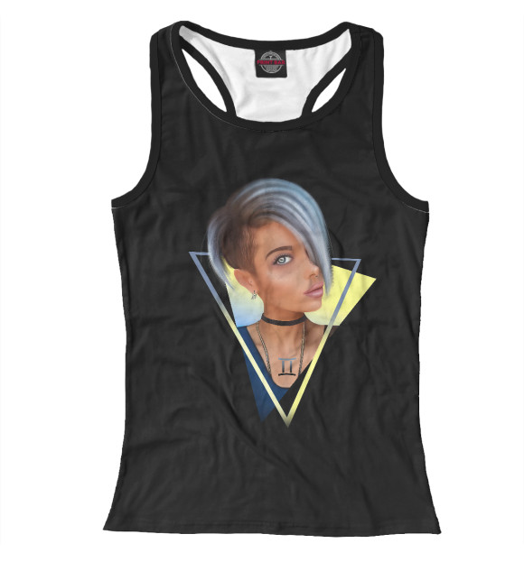 Женская майка-борцовка с изображением Близнецы цвета Белый