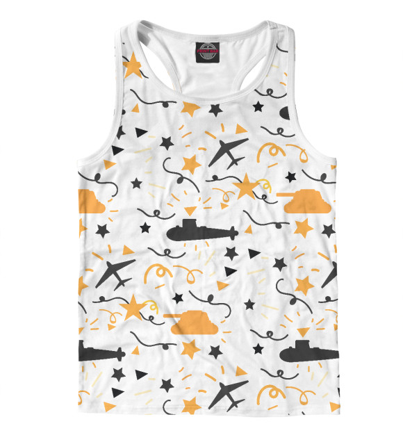 Мужская майка-борцовка с изображением День победы цвета Белый