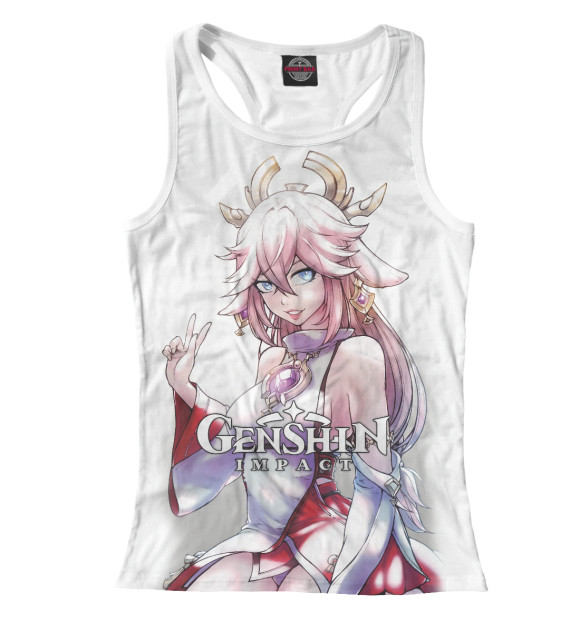 Женская майка-борцовка с изображением Yae Guuji - Genshin Impact цвета Белый