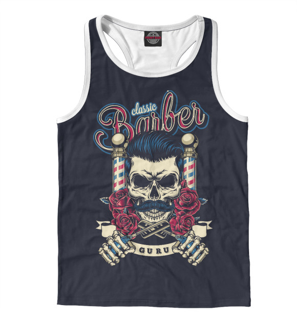 Мужская майка-борцовка с изображением Барбер цвета Белый