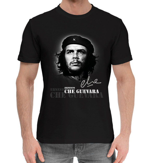 Мужская хлопковая футболка с изображением Che Guevara цвета Черный