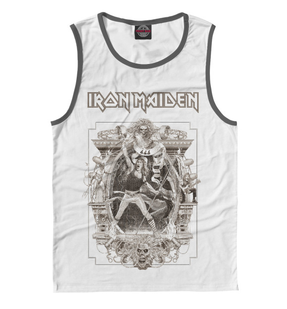 Майка для мальчика с притом Iron Maiden цвета Белый Майка для мальчика с изображением Iron Maiden цвета Белый