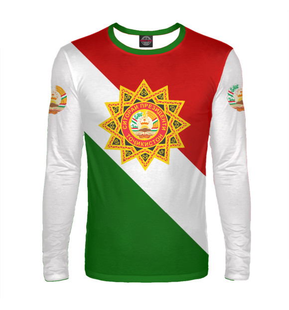 Мужской лонгслив с изображением Tajikistan цвета Белый