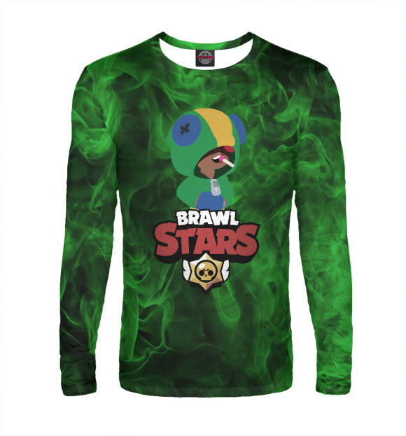 Мужской лонгслив с изображением Brawl Stars:Leon цвета Белый