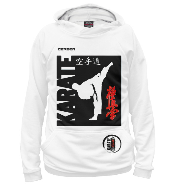 Женское худи с изображением Karate 2020 цвета Белый