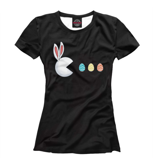 Женская футболка с изображением Easter Day Rabbit Eggs цвета Белый