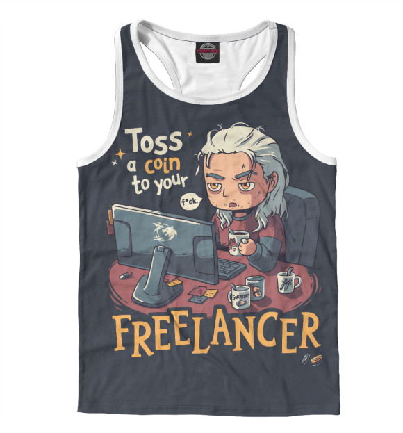 Мужская майка-борцовка с изображением Freelancer цвета Белый