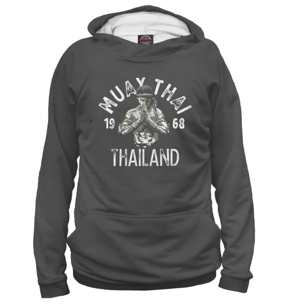 Мужское худи с изображением Muay Thai Thailand Vintage цвета Белый