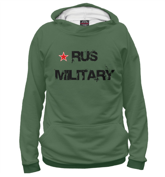 Женское худи с изображением Rus military цвета Белый