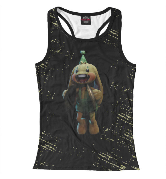 Женская майка-борцовка с притом Poppy Playtime Банзо Банни цвета Белый Женская майка-борцовка с изображением Poppy Playtime Банзо Банни цвета Белый