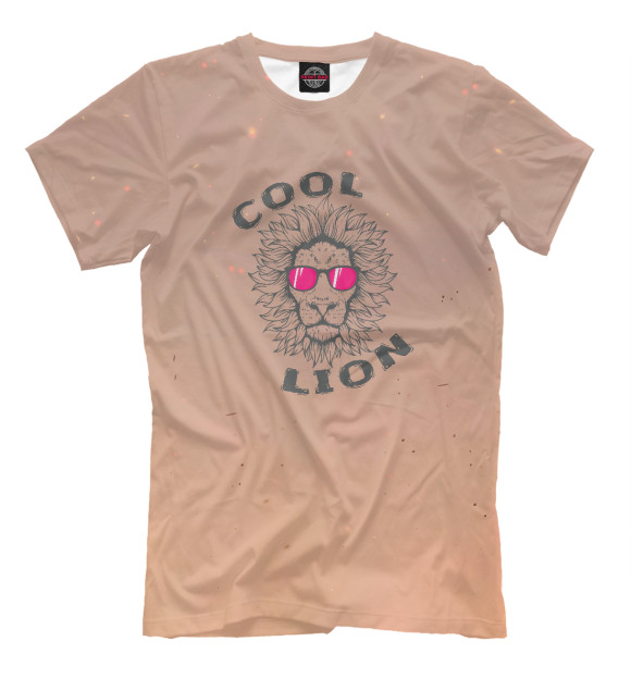 Мужская футболка с изображением Cool Lion цвета Белый