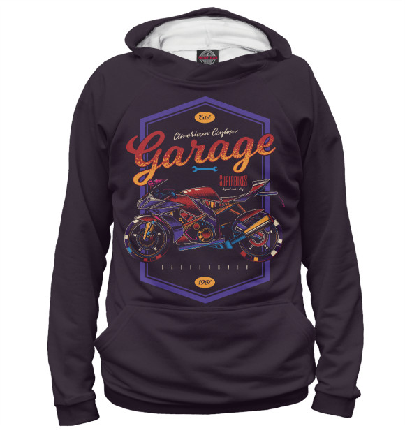 Женское худи с изображением Garage цвета Белый