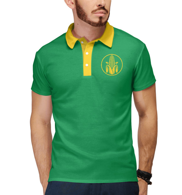 Мужское поло с притом Кукуруза цвета Белый Мужское поло с изображением Кукуруза цвета Белый