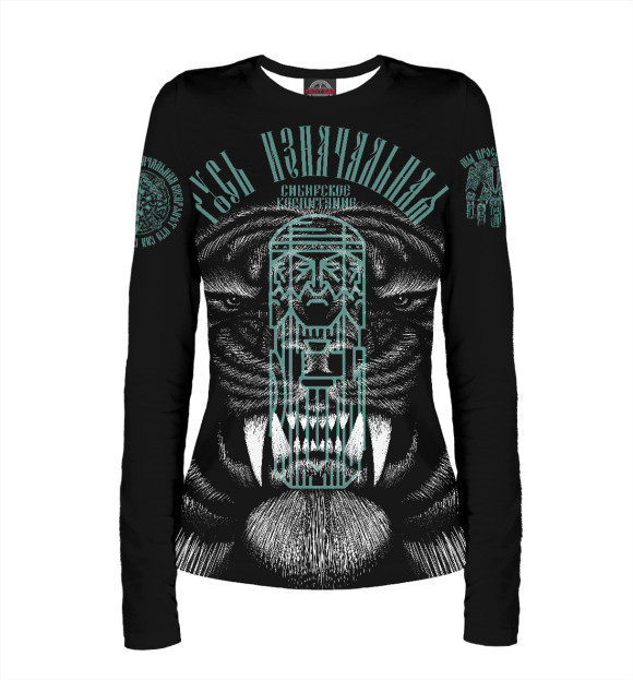 Женский лонгслив с изображением Священный тигр цвета Белый