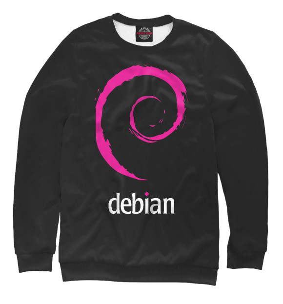 Женский свитшот с изображением Debian Linux цвета Белый