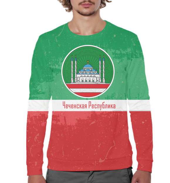 Мужской свитшот с изображением Чечня цвета Белый