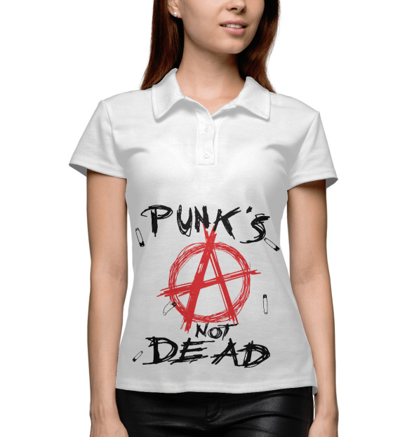 Женское поло с изображением Punks not dead цвета Белый