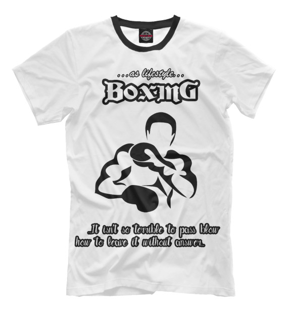 Мужская футболка с изображением BOXING цвета Молочно-белый