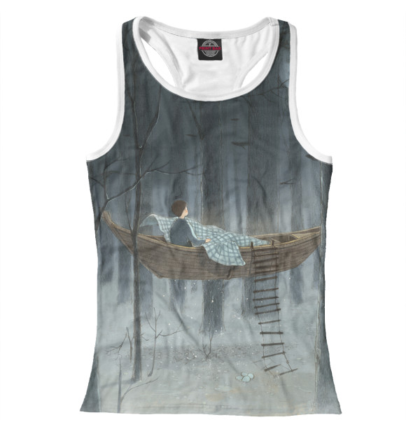 Женская майка-борцовка с изображением Убежище в лесу цвета Белый